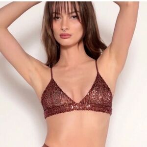 Dark Brown Sequin Bralette